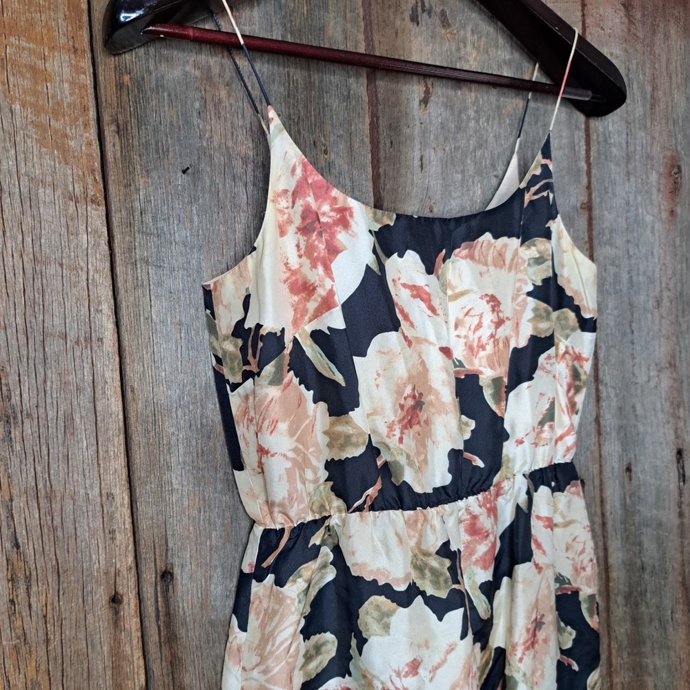Romantic Whimsigoth 100% Silk Watercolor Artistic J. Crew Slip Dress Size 2